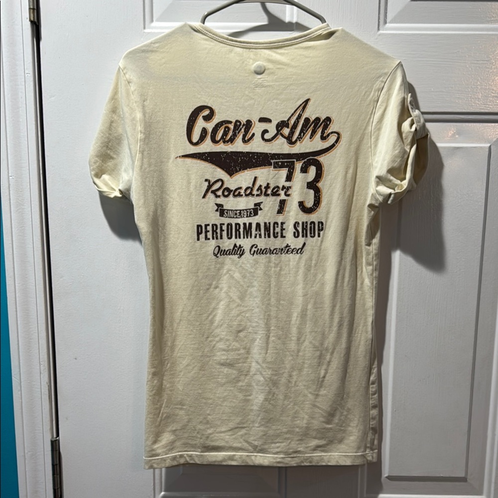Can-Am Roadster Graphic Tee Cream Y2K Moto Racing Shirt Small